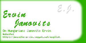 ervin janovits business card